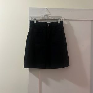 Everlane black denim mini skirt